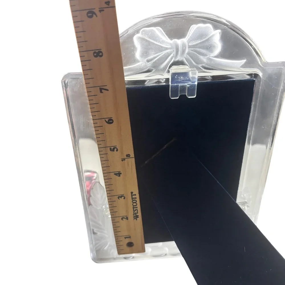 VTG Savoir Vivre Luscious Rectangle Frame Clear Frosted Crystal Glass Bow Floral